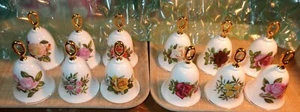 Set 12 Danbury Mint Bone China American Rose Flower Collector Bells Limited Ed. - Bild 1 von 10