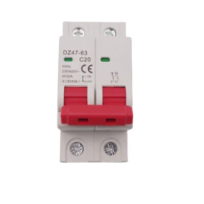 MUELLERSTAR Universal 20AMP Mini Circuit Breaker AC MCB GYM8 2P 4.5kA Din Rail 400V