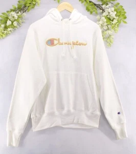 Champion Boyfriend Classic Embroidered Graphic Fleece Hoodie Off-White Sz S NEW - Picture 1 of 7