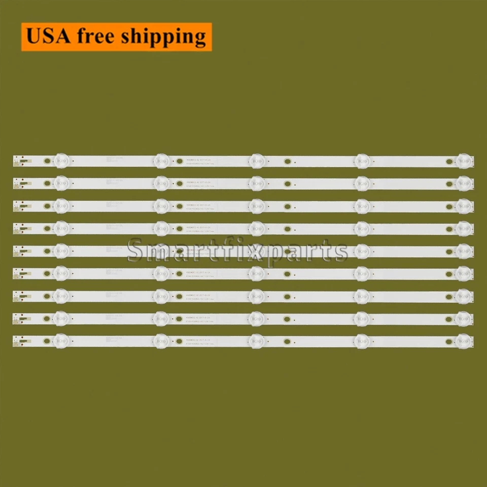 9Pcs LED Backlight Strips 4708-K50WDC-A4113N01 For Toshiba 50LF621U21 50LF621C21 - Image 1 of 4