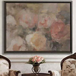 Impresión en lienzo floral vintage pintura al óleo rosas arte de pared decoración rústica enmarcada - Imagen 1 de 9