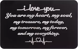 Personalized Engraved Metal Card Insert for Him from Wife Girlfriend - Birthday - Picture 1 of 5