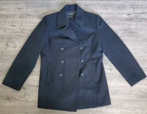 Express Women's Double Breasted Black Wool Blend Peacoat Size 11/12 Winter Coat - Picture 1 of 7