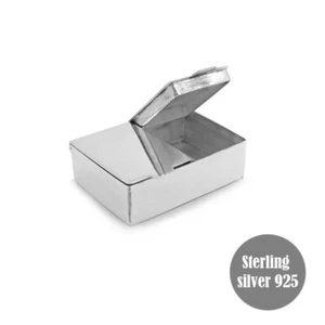 Pill box Snuff box Vintage Style Solid Sterling Silver 925 2 Divide Rectangle - Picture 1 of 9