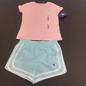 CHAMPION Toddler Girl's Logo T-Shirt and  Shorts Outfit 2-piece set Size 6 NEW - Picture 1 of 18