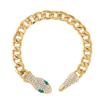 NUEVO Brazalete Cola Cabeza de Serpiente Eslabón de Cable Cristal Austriaco Blanco Vidrio Verde 10 BB Foto 1 de 4