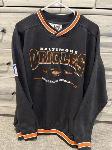 Vintage Baltimore Orioles Sweatshirt Mens XL MLB lee Sport Black Embroidered Cover