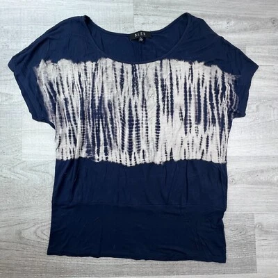 BLEU T-Shirt Womens Large Tie Dye Blue Short Sleeve Blouse Rhinestones Hippie - Image 1 of 4
