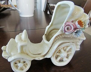 Vintage Miniatur Italienische CAPODIMONTE Keramik Kutsche Miniatur Porzellan - Bild 1 von 12