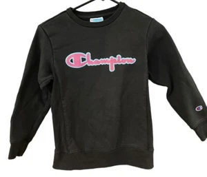 Champion Boy Fleece Sweatshirt Long Sleeve Crew Neck Black Size Small - Picture 1 of 5
