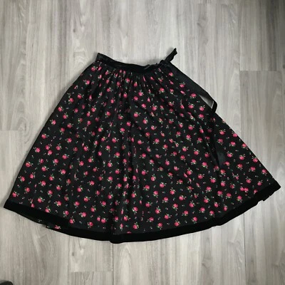 Vtg Lanz Original Skirt XS Women Black Rosetta Floral Velvet Velour Belted Tippi - Image 1 of 4