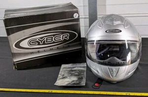 Cyber Helmet U-216 Street Motorcycle Silver Medium - Picture 1 of 13