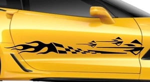 STINGRAY Flames Checkered Flag Vinyl Decal Racing Stripes Fits Chevy CORVETTE C7 - Picture 1 of 24
