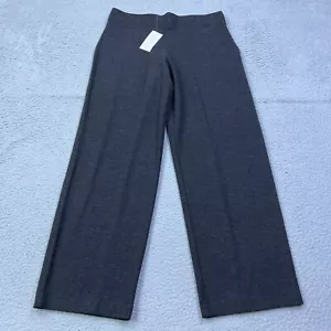 NWT Eileen Fisher Knitted 100% Wool Wide Leg Pants L Charcoal Pull On Straight - Picture 1 of 16