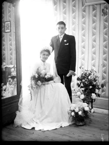 Mariage portrait couple jeunes mariés ancien négatif photo verre an. 1930 - Picture 1 of 1
