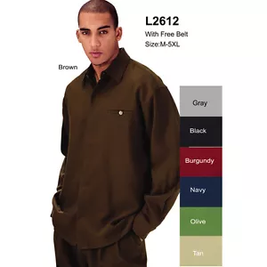 Lujoso traje de caminar para hombre Milano Moda/Fortino Landi conjunto de 2 piezas con cinturón L2612B - Imagen 1 de 18