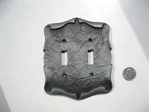 Piastra coperchio interruttore doppia luce texture foglia scorrimento anni 60 CSA - Foto 1 di 2