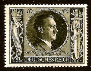 1943 Nazi Germany 3rd Third Reich Hitler birthday stamp 40 Pf MNH - Picture 1 of 1