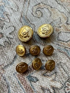 Waterbury vintage gold metal hunting horn preppy blazer replacement button set 8 - Picture 1 of 2