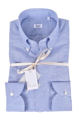 Camicia nuova FRALBO NAPOLI fatta a mano CARLO RIVA cotone lino 43 - 17 VESTI... - Immagine 1 di 4