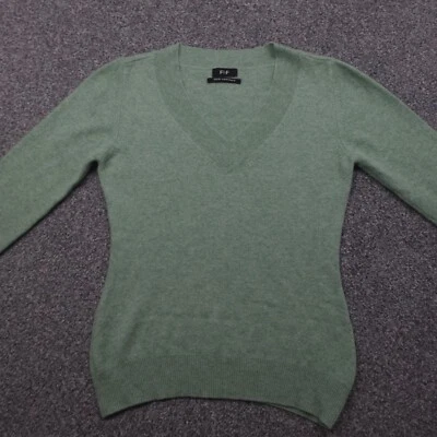 F&F Jumper Womens 8 Green 100% Cashmere V Neck Smart Casual - Image 1 of 4