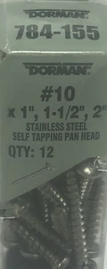 Dorman 784-155 Self Tapping Stainless Steel Screws, #10, 1",1-1/2",2"  - Picture 1 of 3
