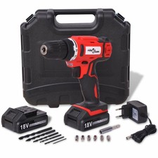 vidaXL Conjunto de Taladro Inalámbrico Li-ion 18 V Batería y Cargador Maletín