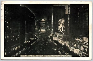 Postcard New York Night View of Times Square Hotel Claridge Loew's State Theatre - Bild 1 von 2