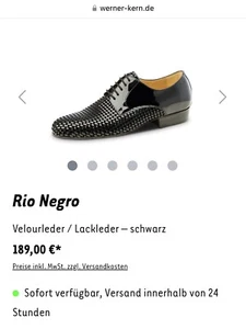 Herrn Tanzschuhe Werner-Kern Rio Negro Velourleder / Lackleder – schwarz 42 - 8 - Bild 1 von 8