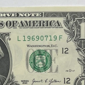 July 19, 1969 (19690719) One Dollar Fancy Serial Number Birthday Note Rare Gift - Picture 1 of 9