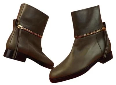 BOTINES DE MOTOCICLETA PIERRE HARDY CUERO TOPO CON CREMALLERA NUEVOS EN CAJA EE. UU. 8,5 ITALIA   Foto 1 de 4