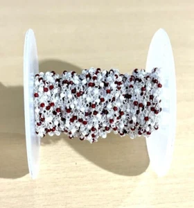 Masse Perlen Rosenkranz Kette, 2mm Perle & Granat Hydro Perlen versilbert Rosenkranz - Bild 1 von 9