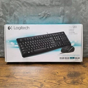 Logitech MK120 Wired Keyboard and Mouse Combo Set USB Plug & Play Black New Seal - Picture 1 of 8