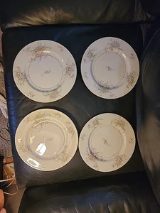 THEODORE HAVILAND Apple Blossom (New York) Dinner Plates Set of (4) Gold Rimmed - Picture 1 of 7