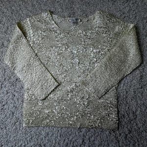 Camisa Y2K Arrugada Vintage Crema y Dorado Blusa Plisada Por Rafael XL Top - Imagen 1 de 6