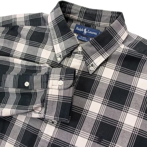 Vintage Polo Ralph Lauren Blake Mens XL Black White Plaid Flannel Shirt - Picture 1 of 8