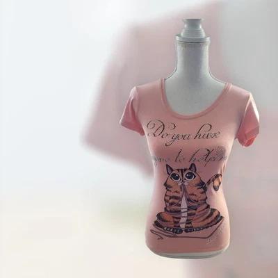 Camiseta Love Moschino Mujer Estampado Animal/Gato con Estrás Bodycon Strech Foto 1 de 4