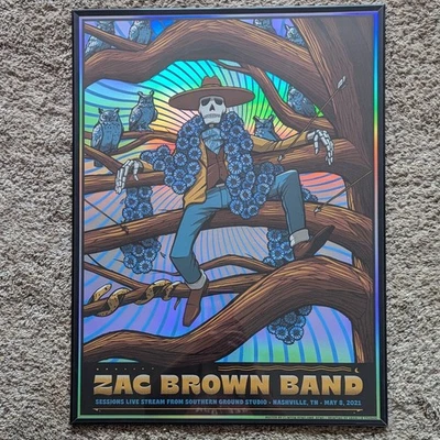 Impresión de póster de lámina arco iris Zac Brown Band 8 de mayo de 2021 Nashville, TN Gig AP Foto 1 de 2