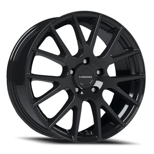 14x5.5 +38 Vision 18 Hellion 4x100 Gloss Black Wheels (Set of 4) - Picture 1 of 2