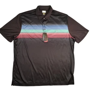 Camisa Polo Greg Norman Para Hombres 2XL Negra Rayas Jugar Seco Golf Rendimiento UPF Tiburón - Imagen 1 de 10