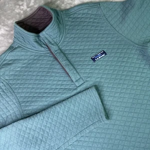 LL Bean Sweater Men S Navy Quilted Pullover 1/4 Snap Diamond Quilted Mock Neck - Picture 1 of 8