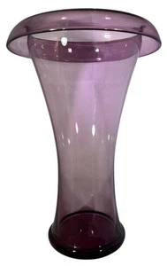 Vaso vintage anni 50 bordo laminato soffiato a mano metà secolo moderno vetro viola 10" - Foto 1 di 7