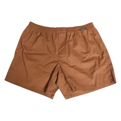 DOLCE & GABBANA Swimwear Brown Cotton Boxer Waistband Shorts IT4/US S $300 - Image 1 of 4
