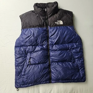 Vintage The North Face Mens XL Nuptse 700 Goose Down Vest Blue Full Zip TNF - Picture 1 of 12