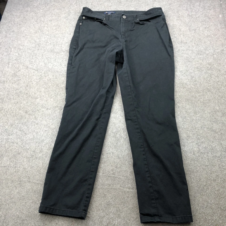 Pantalones Brooks Brothers para mujer 12 negros pierna recta algodón elástico bolsillos informales Foto 1 de 4