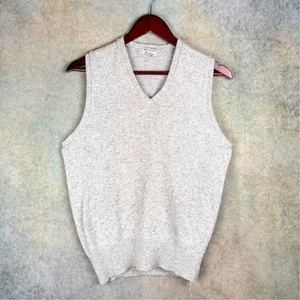 VTG 60s Knit Sweater Vest Mens M Gray V Neck Plain True Vintage Orlon Pullover - Picture 1 of 8