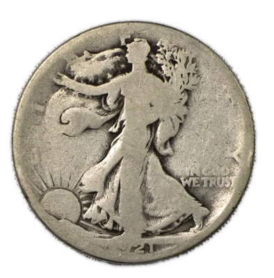 1921-P Philadelphia Walking Liberty Silver Half 50c Almost Good AG+ - Image 1 of 2