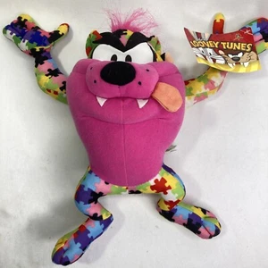 Patrón de rompecabezas Looney Tunes Tasmanian Devil Taz multicolor peluche relleno con etiqueta - Imagen 1 de 11