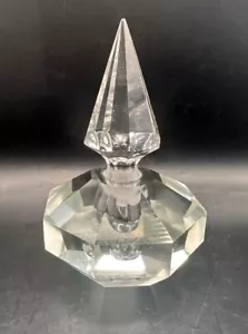 Faceted Crystal Diamond Cut Perfume Bottle with Stopper Beautiful Heavy - Picture 1 of 18
