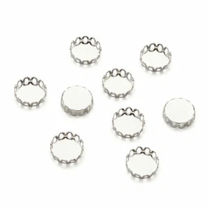 20X Silver Brass Blank Base Lace Round Cabochon Settings Lace Edge Bezel Cups - Picture 1 of 5